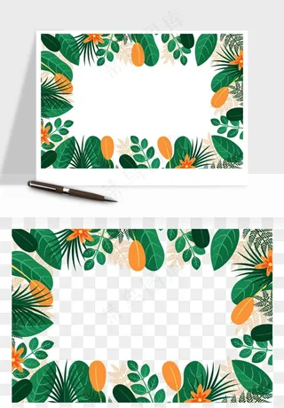 植物花卉边框装饰png免抠