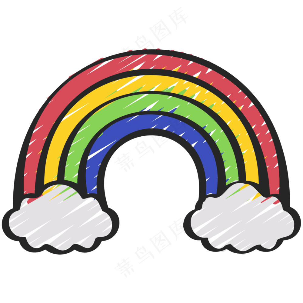 彩虹云朵 铅笔手绘图标icon