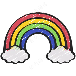 彩虹云朵 铅笔手绘图标icon