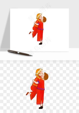 卡通中式婚礼新人png免抠