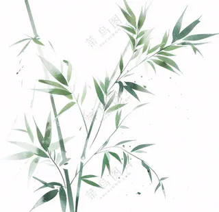 绿竹竹子绿植水墨画插画免抠