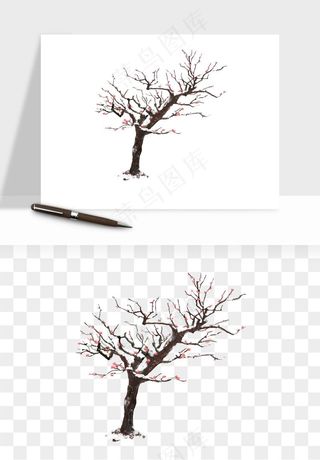 雪树枯树冬天树木png免抠