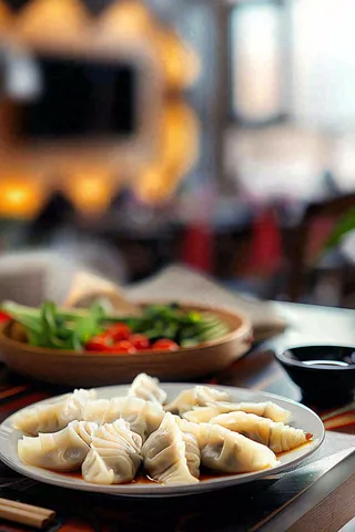 中餐美食饺子食物摄影图背景