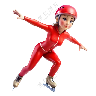 人物3D滑冰运动女孩