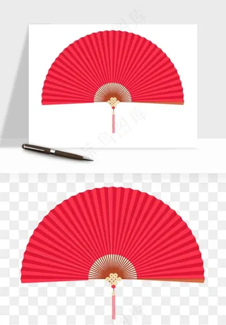 古风扇子元素png免抠