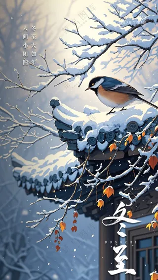 冬至唯美节气简约大气节日海报