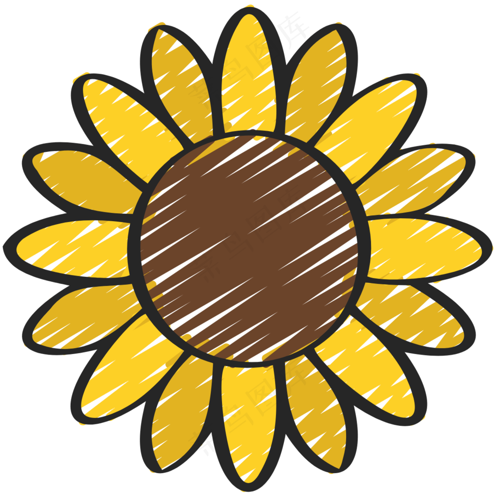 太阳花 向日葵 铅笔手绘图标 icon