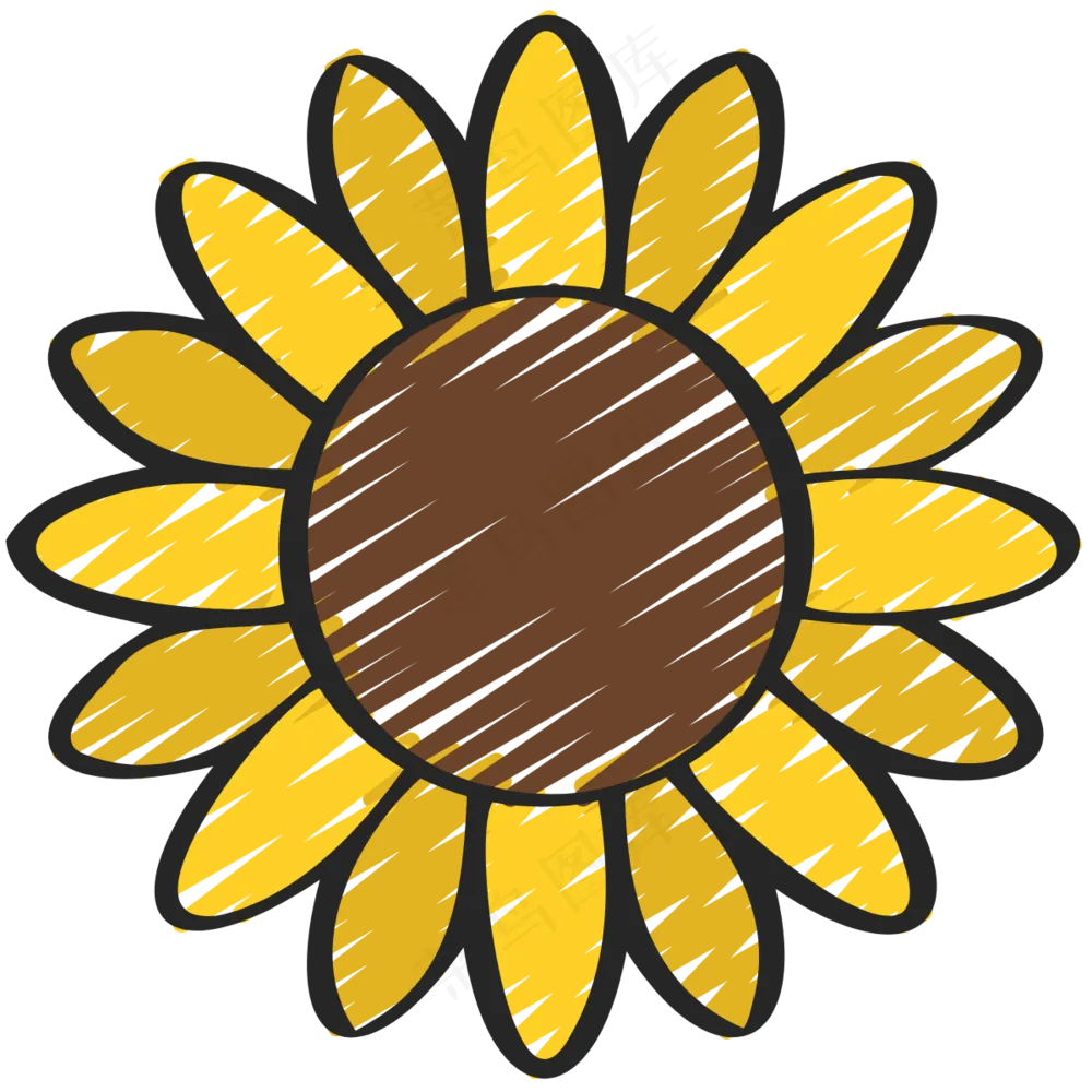 太阳花 向日葵 铅笔手绘图标 icon