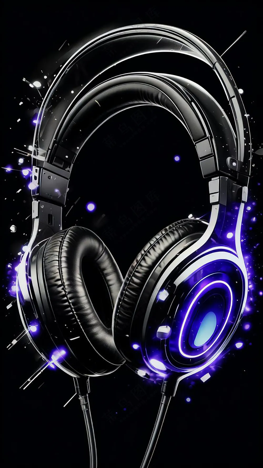 黑色科幻感头戴式耳机样机