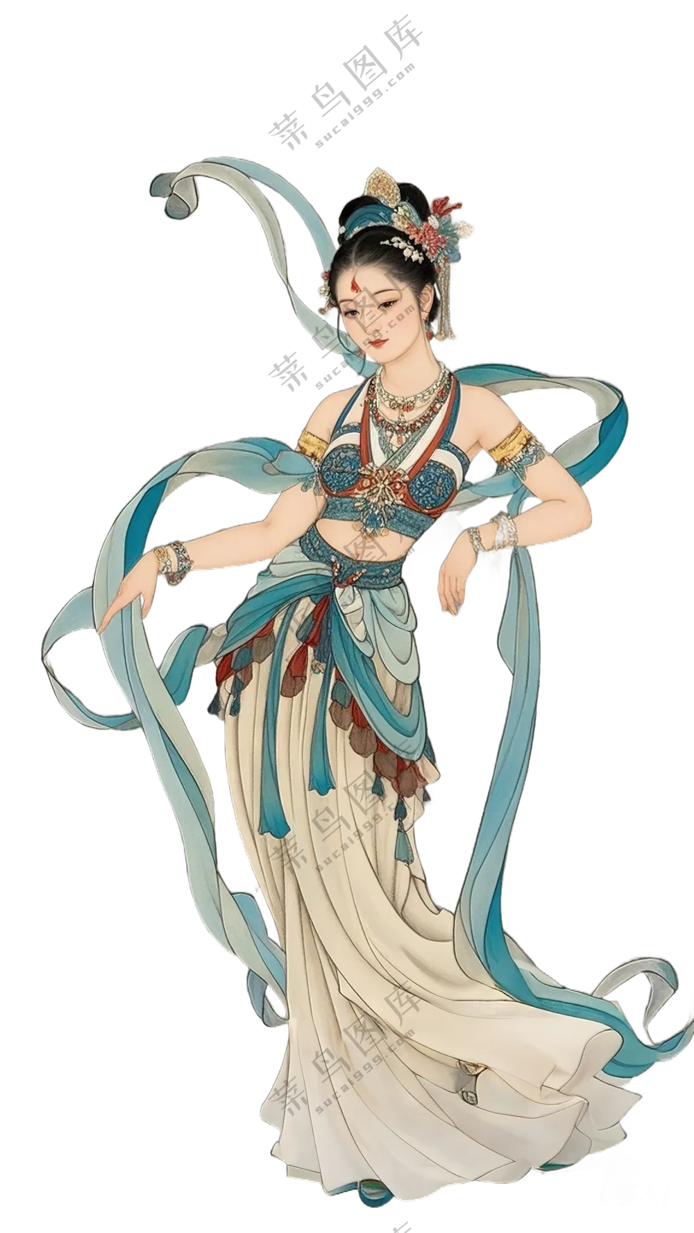 免抠工笔画古风敦煌舞蹈人物