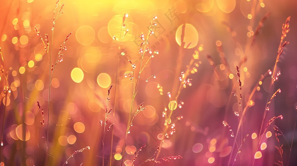 午后唯美日暮黄昏花草