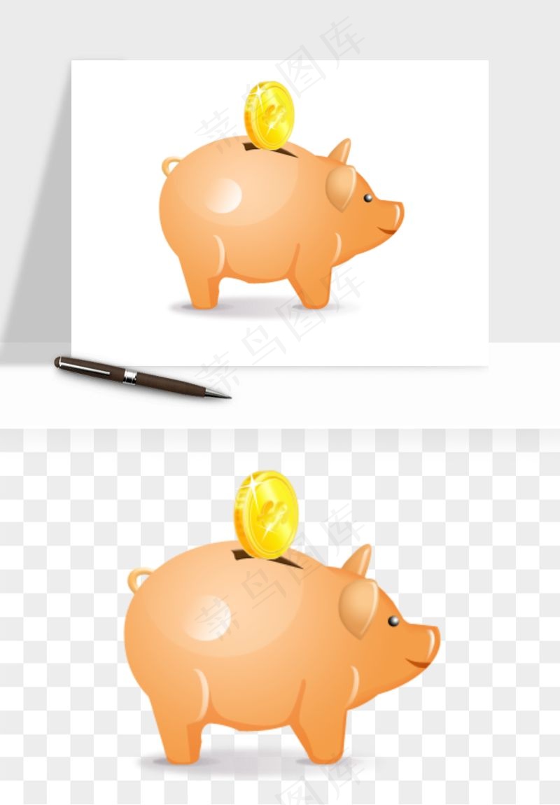 存钱罐理财金猪png免抠