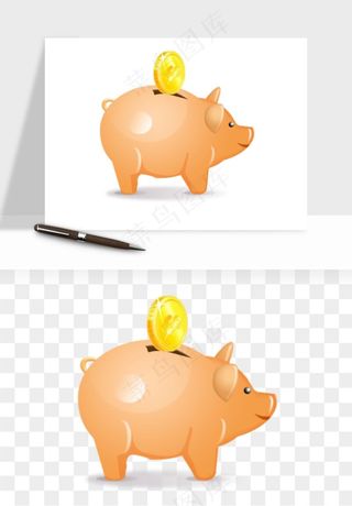 存钱罐理财金猪png免抠