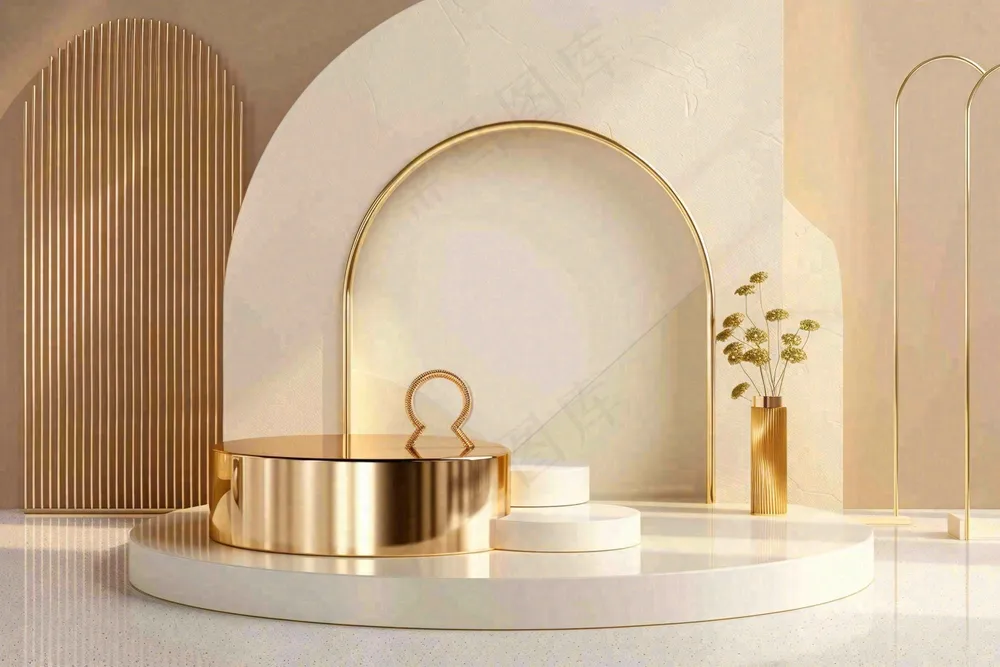 美妆护肤3d展台清新背景