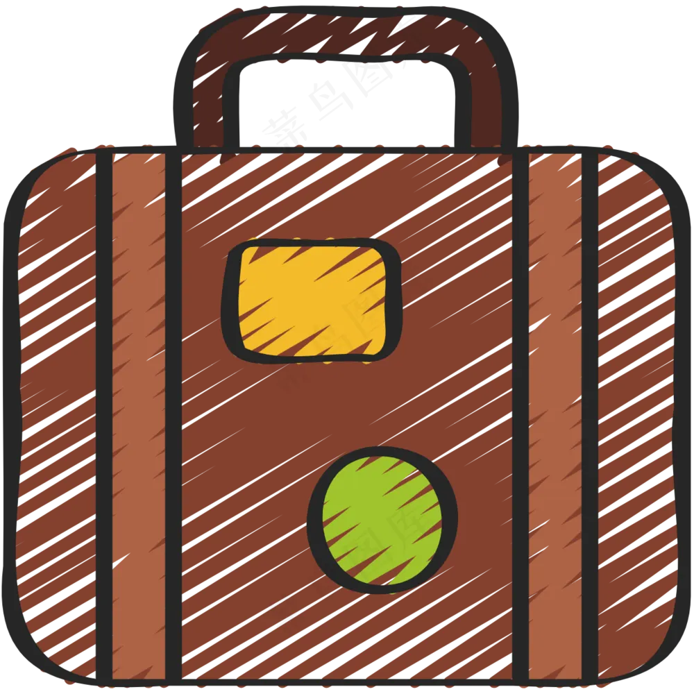 手提箱 铅笔手绘图标 icon