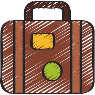 手提箱 铅笔手绘图标 icon