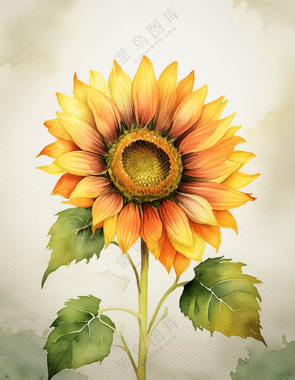 向日葵花水彩画图片