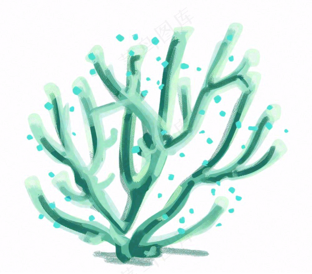 海洋海藻珊瑚植物卡通插画免抠