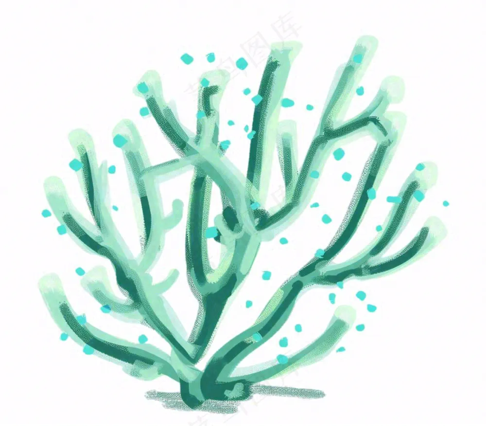 海洋海藻珊瑚植物卡通插画免抠