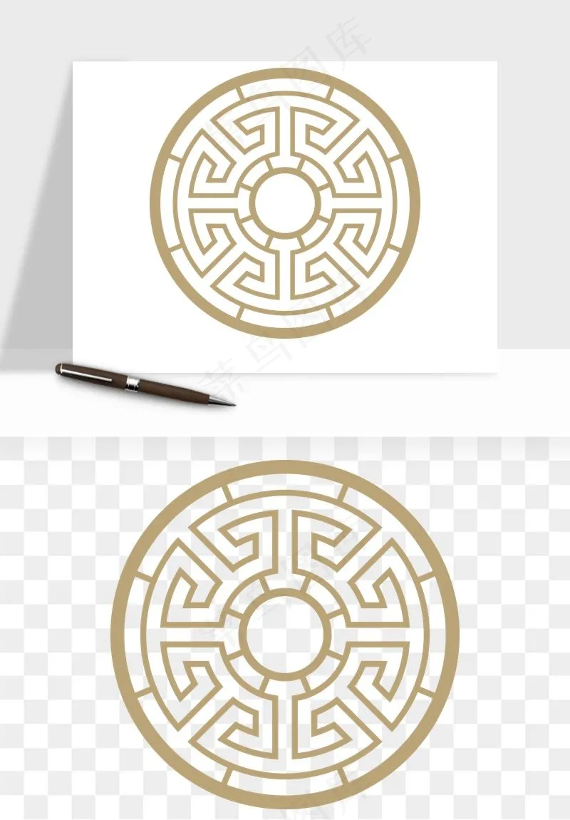 中式镂空古典图案png免抠