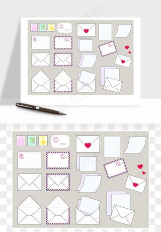 明信片信封邮票矢量