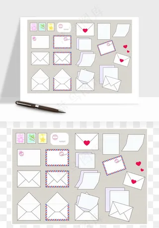 明信片信封邮票矢量