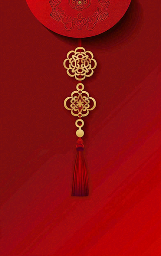 红色新年春节中国结喜庆元旦背景