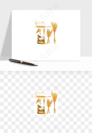手绘麦穗稻穗麦秆矢量png免抠
