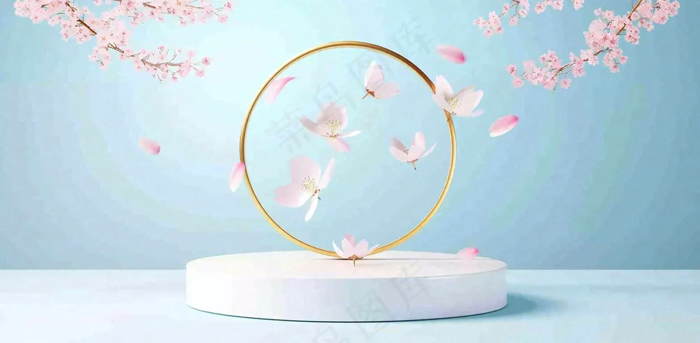 美妆护肤3d展台清新背景