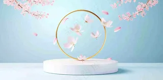 美妆护肤3d展台清新背景