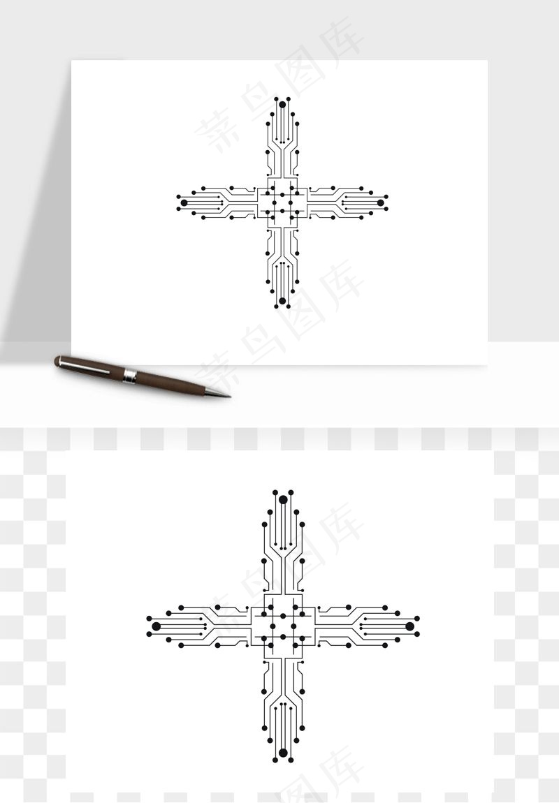 科技几何点线数字装饰png免抠