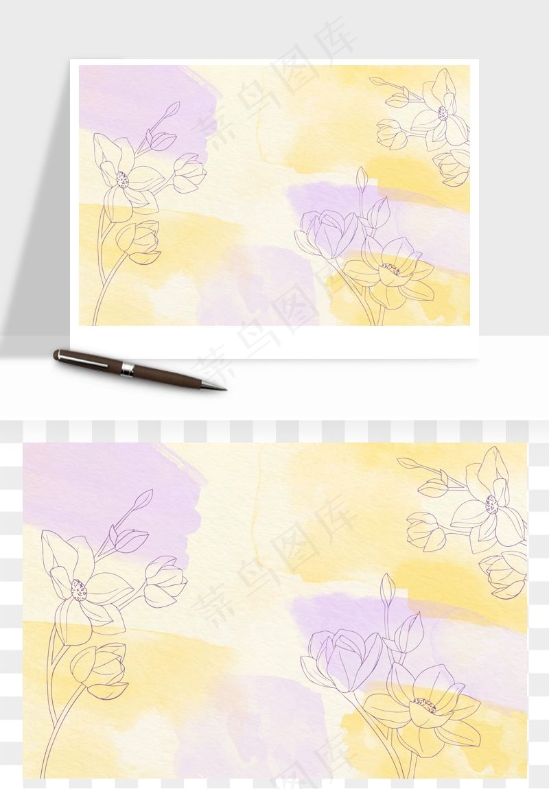 水彩花卉手绘矢量背景