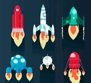 卡通宇宙飞船ai矢量