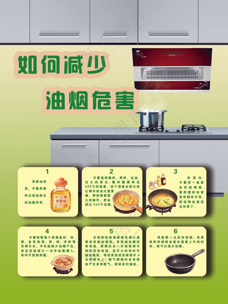 暖色调简约炒菜减少油烟危害的方法 