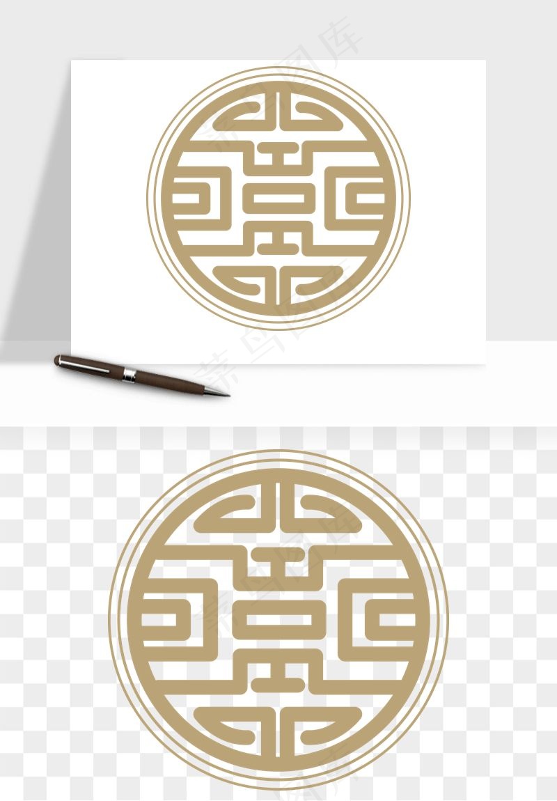 中式镂空古典图案png免抠