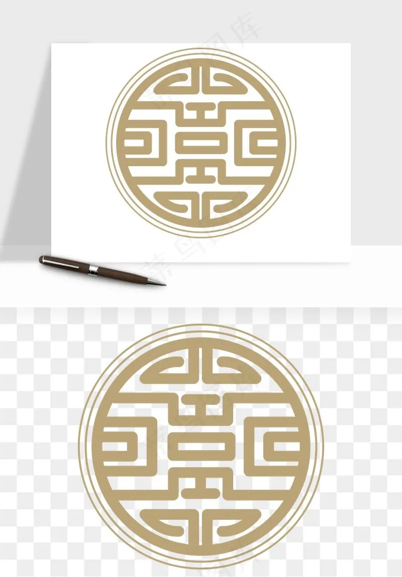 中式镂空古典图案png免抠