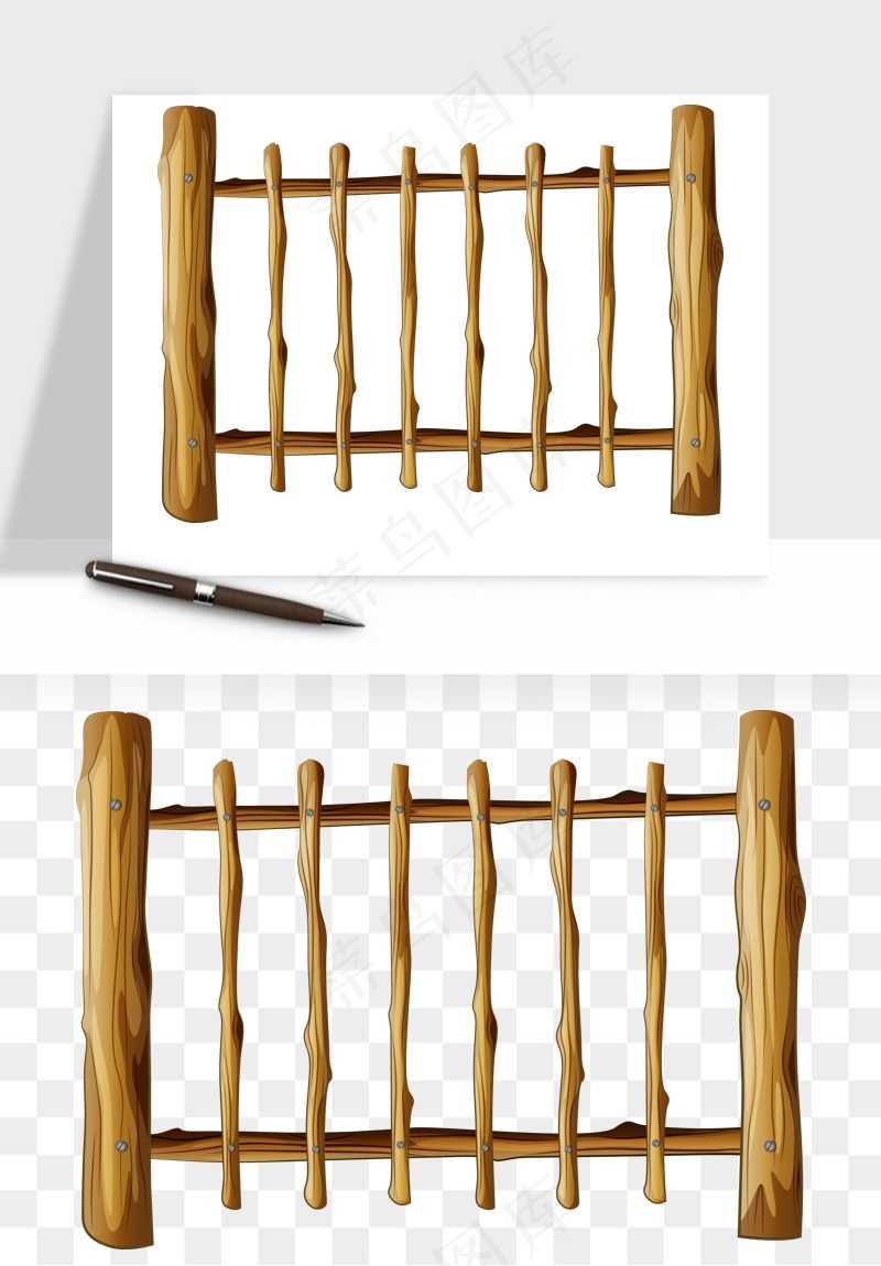 手绘围栏护栏栅栏png免抠