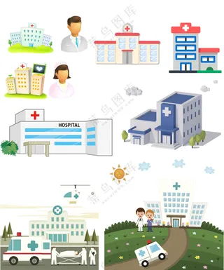 医疗急救住院医院小图标元素大合集