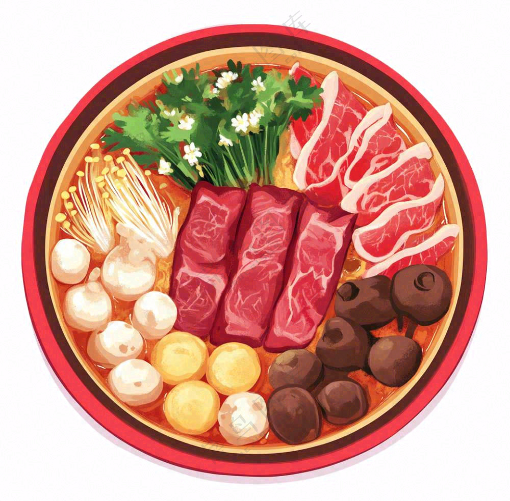 麻辣烫火锅烫菜美食插画免抠