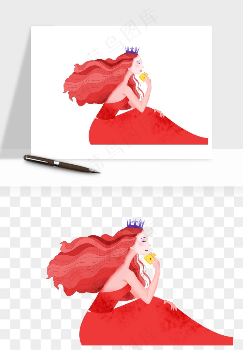 手绘女神女王妇女png免抠