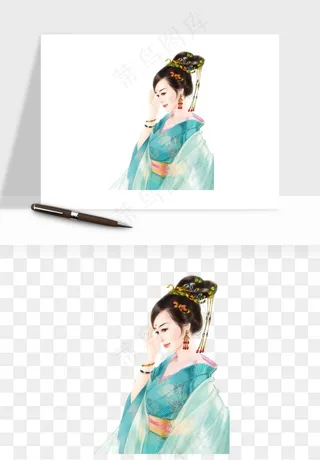 古风美人女子背影png免抠