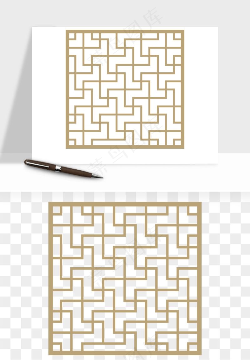 中式镂空古典图案png免抠