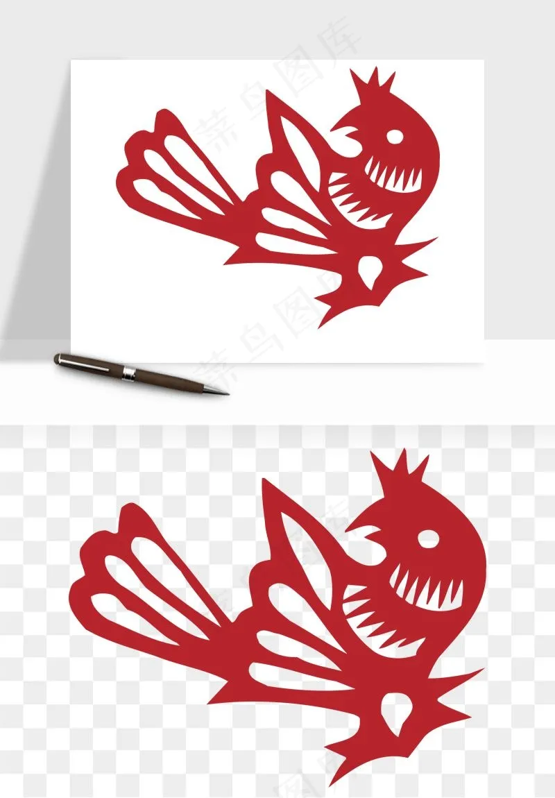 传统花鸟动物剪纸png免抠