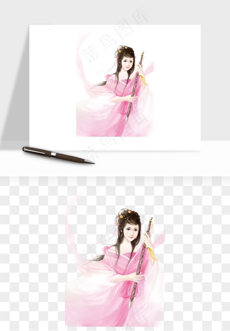 古风美人女子背影png免抠