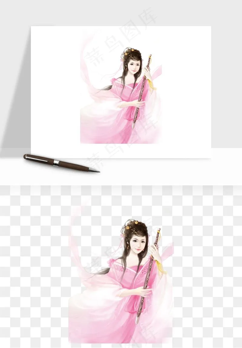 古风美人女子背影png免抠