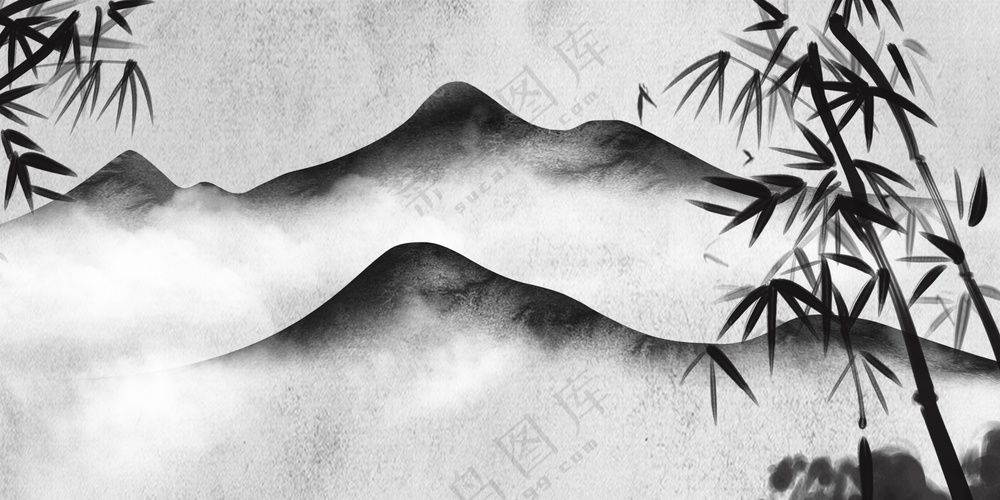 山水风景水墨画素材