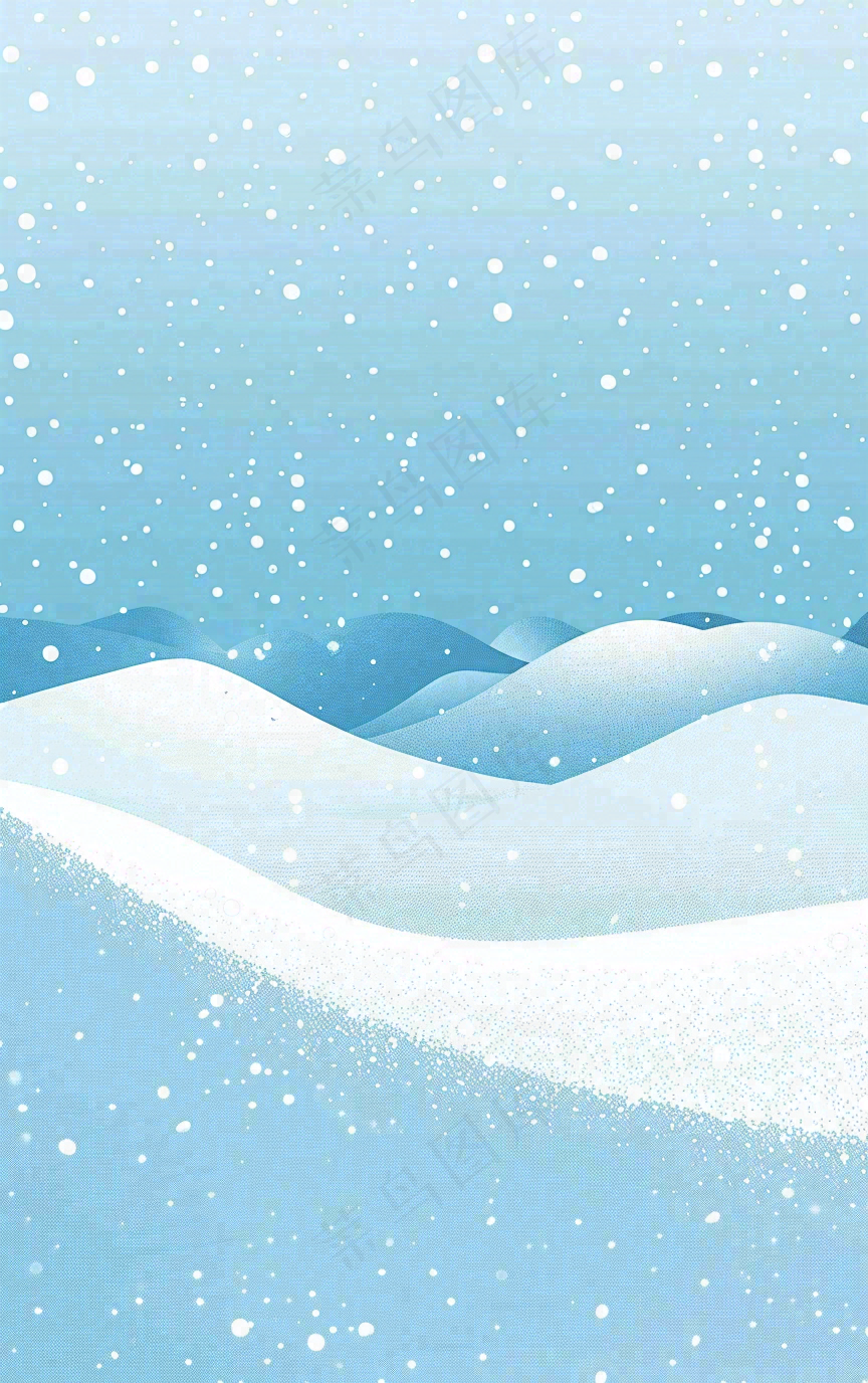 冬天白雪覆盖寒冷唯美雪景小寒插画背景