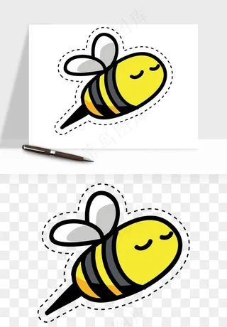 卡通蜜蜂采蜜png免抠