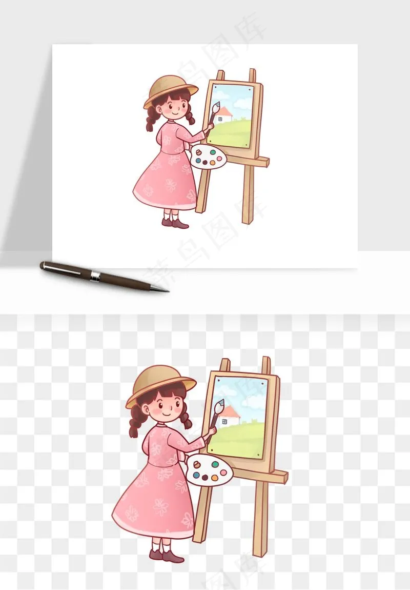 手绘画画少儿兴趣班png免抠