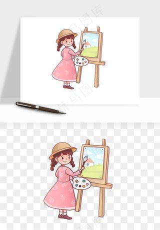 手绘画画少儿兴趣班png免抠